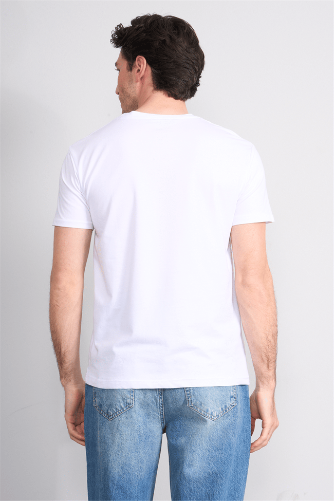 Çetinkaya Mentality 4825 Bisiklet Yaka Regular Baskılı T-shirt Beyaz