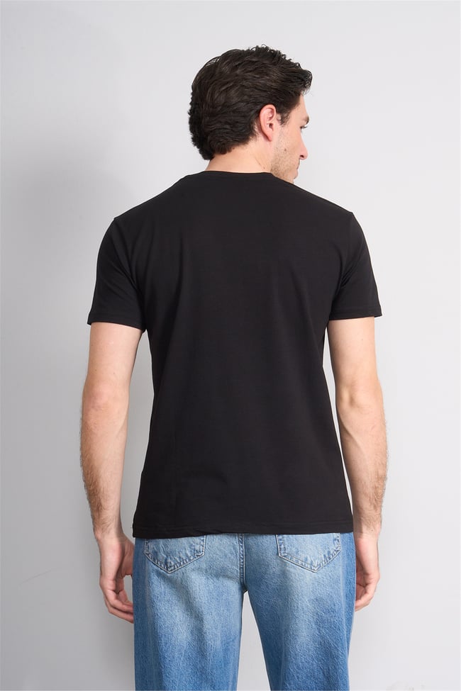 Çetinkaya Mentality 4825 Bisiklet Yaka Regular Baskılı T-shirt Siyah