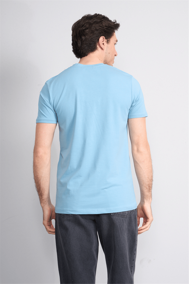 Çetinkaya Mentality 4827 Bisiklet Yaka Regular Baskılı T-shirt Mavi