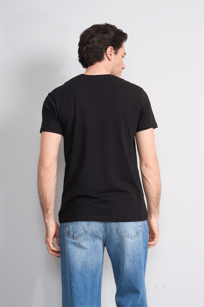 Çetinkaya Mentality 4827 Bisiklet Yaka Regular Baskılı T-shirt Siyah