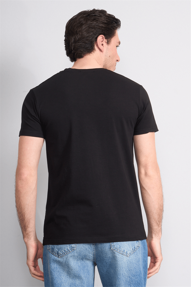 Çetinkaya Mentality 4828 Bisiklet Yaka Regular Baskılı T-shirt Siyah