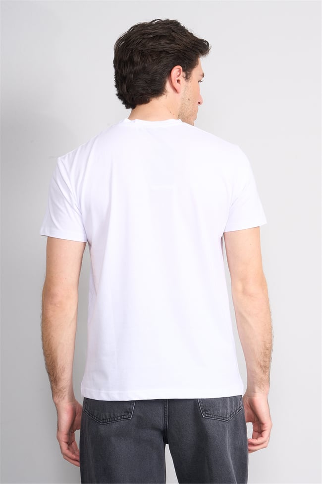 Çetinkaya Mentality 4828 Bisiklet Yaka Regular Baskılı T-shirt Beyaz