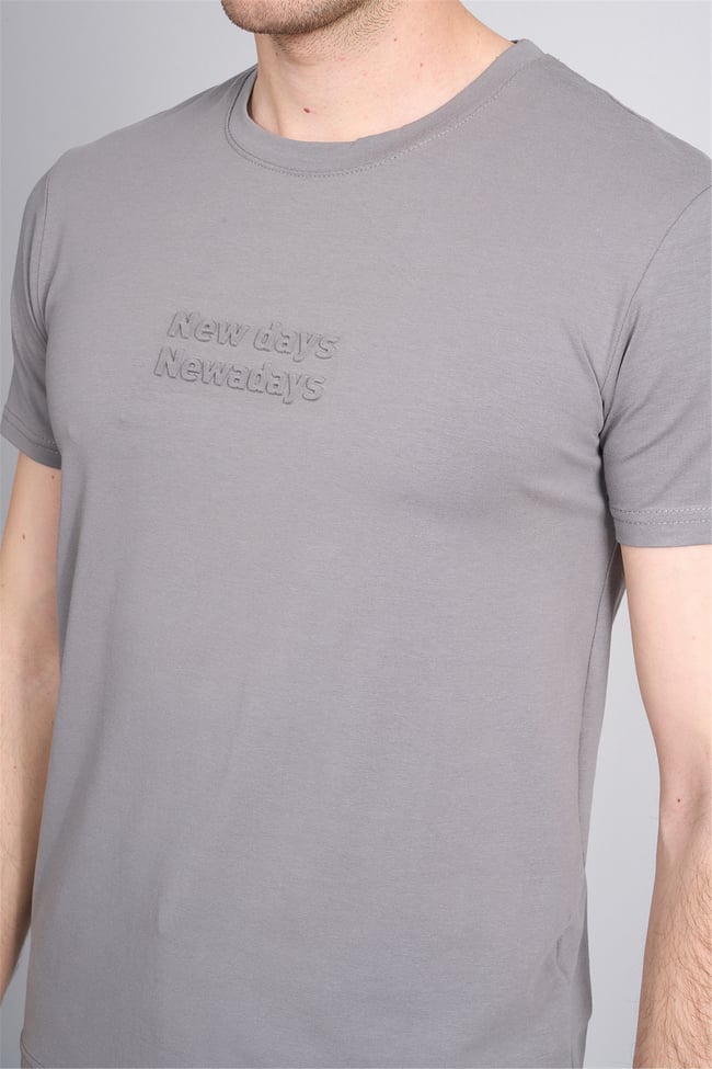 Çetinkaya Mentality 4829 Bisiklet Yaka Regular Baskılı T-shirt Açık Gri