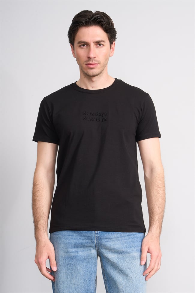 Çetinkaya Mentality 4829 Bisiklet Yaka Regular Baskılı T-shirt Siyah