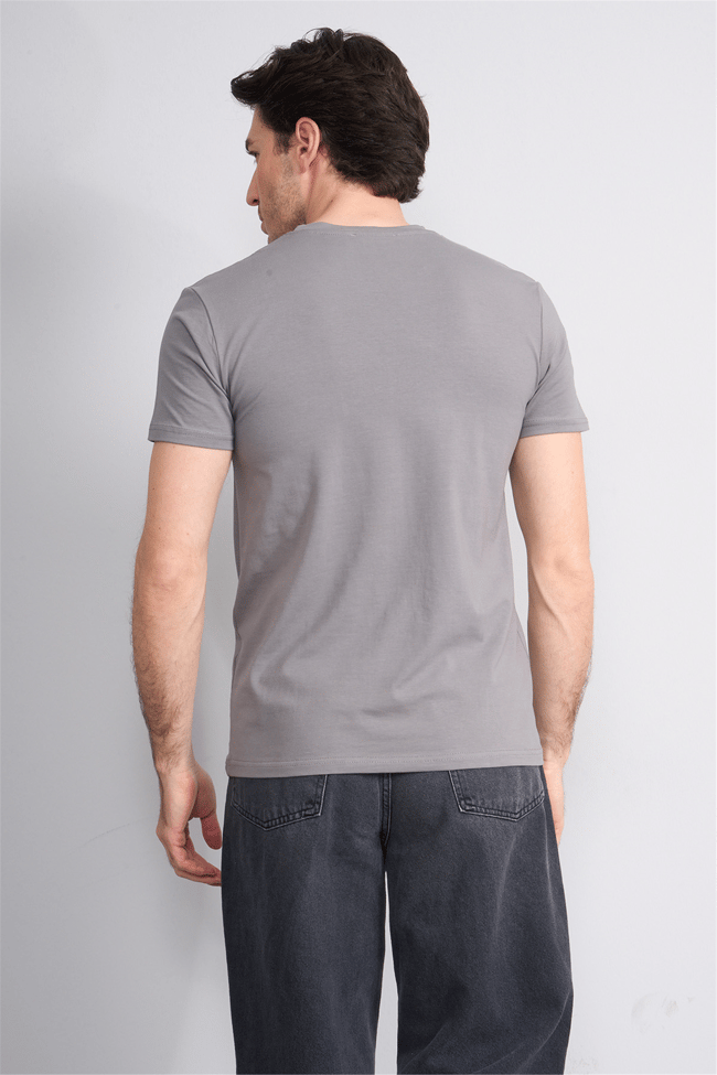 Çetinkaya Mentality 4829 Bisiklet Yaka Regular Baskılı T-shirt Açık Gri