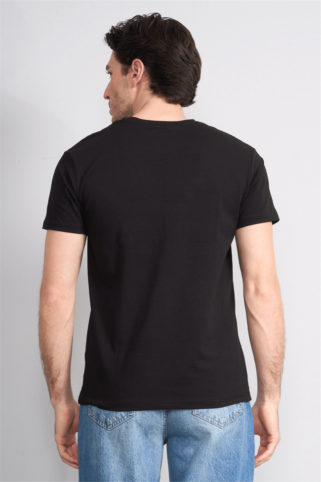 Çetinkaya Mentality 4829 Bisiklet Yaka Regular Baskılı T-shirt Siyah