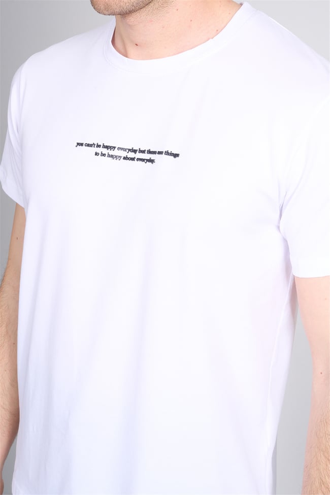 Çetinkaya Mentality 4830 Bisiklet Yaka Regular Baskılı T-shirt Beyaz