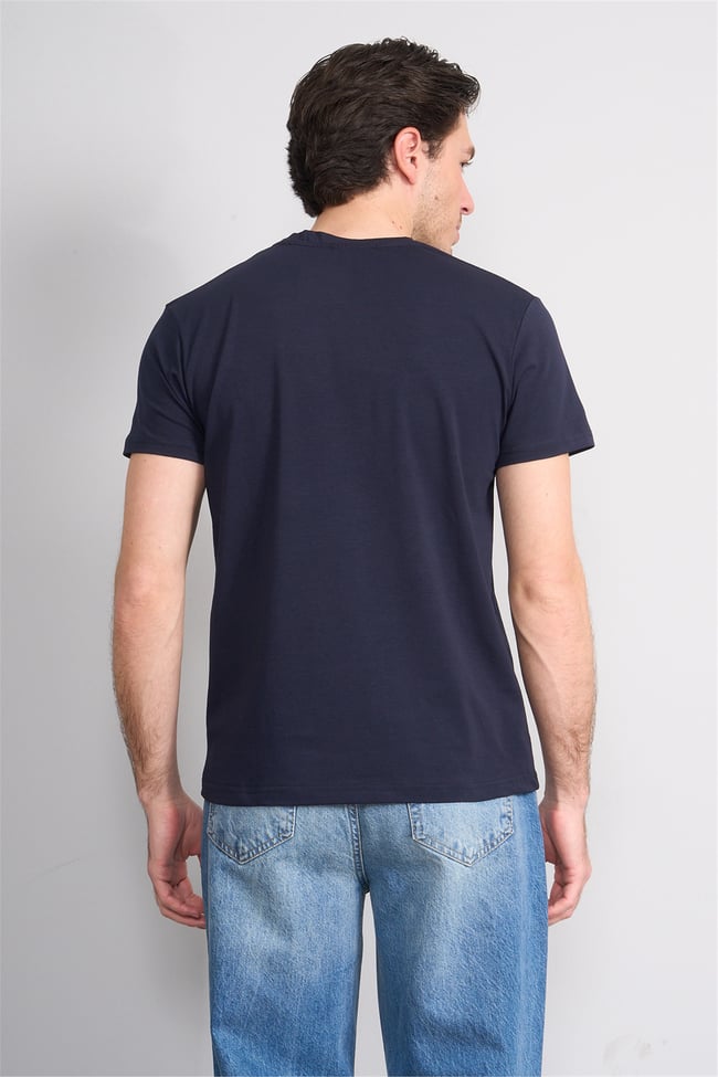 Çetinkaya Mentality 4842 Bisiklet Yaka Regular Baskılı T-shirt Lacivert