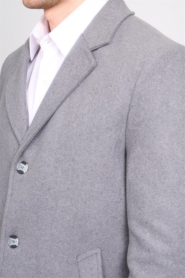 Çetinkaya Mentality 7849 Erkek Mono Yaka Regular Kaşe Kaban Orta Gri