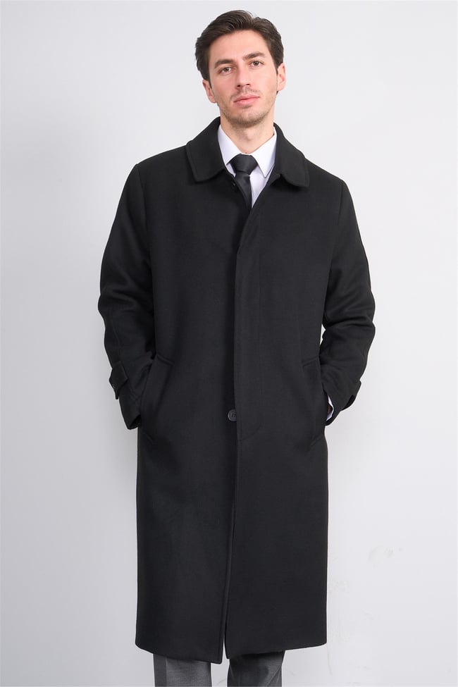 Çetinkaya Mentality 8255 Erkek Gömlek Yaka Kaşe Kaban Siyah