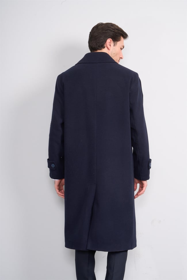 Çetinkaya Mentality 8255 Erkek Gömlek Yaka Kaşe Kaban Lacivert