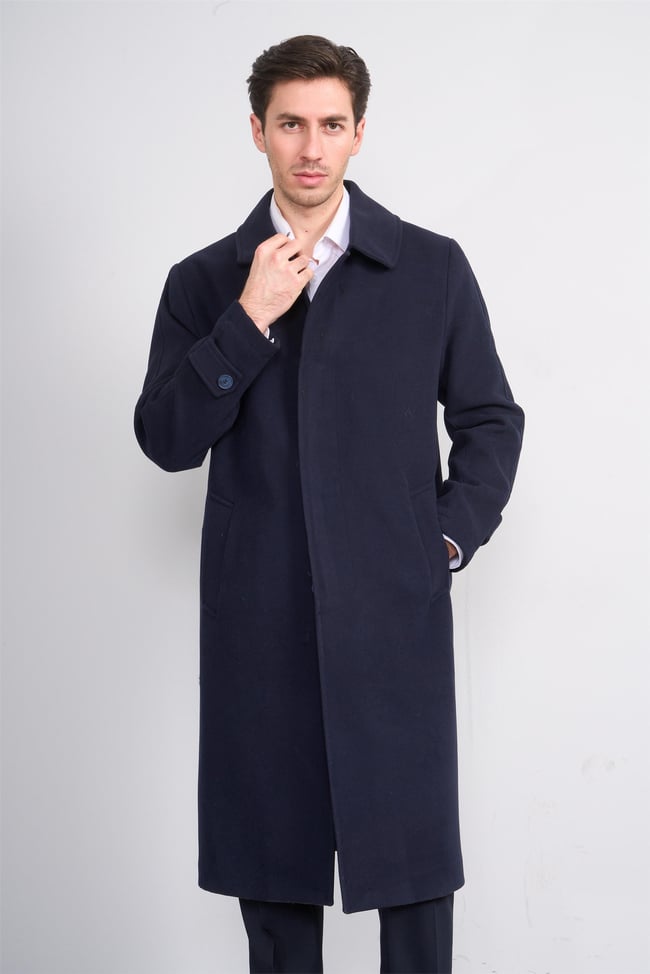 Çetinkaya Mentality 8255 Erkek Gömlek Yaka Kaşe Kaban Lacivert