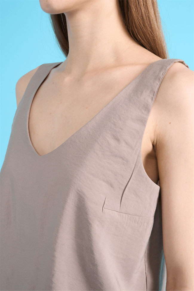 Chester Polo 1619 Kadın V Yaka Askılı Slimfit Bluz Duman