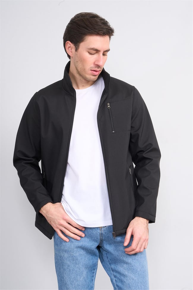 Chester Polo 7500 Erkek Dik Yaka Softshell Mont Siyah