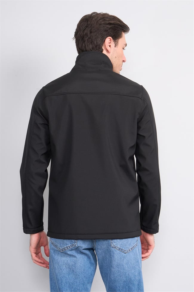 Chester Polo 7500 Erkek Dik Yaka Softshell Mont Siyah