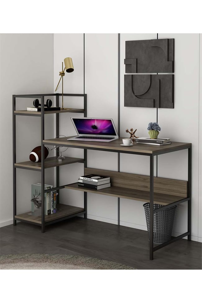 Deconode Arion Raflı Çalışma Masası Kahverengi DN1109K
