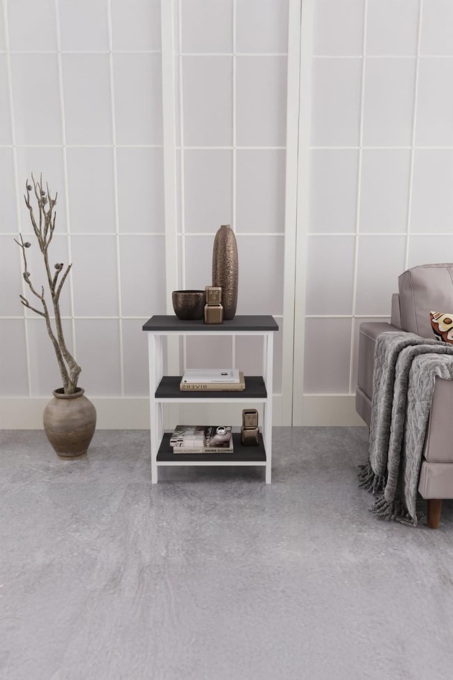 Deconode Classy Yan Sehpa Beyaz-Antrasit DN1048BA