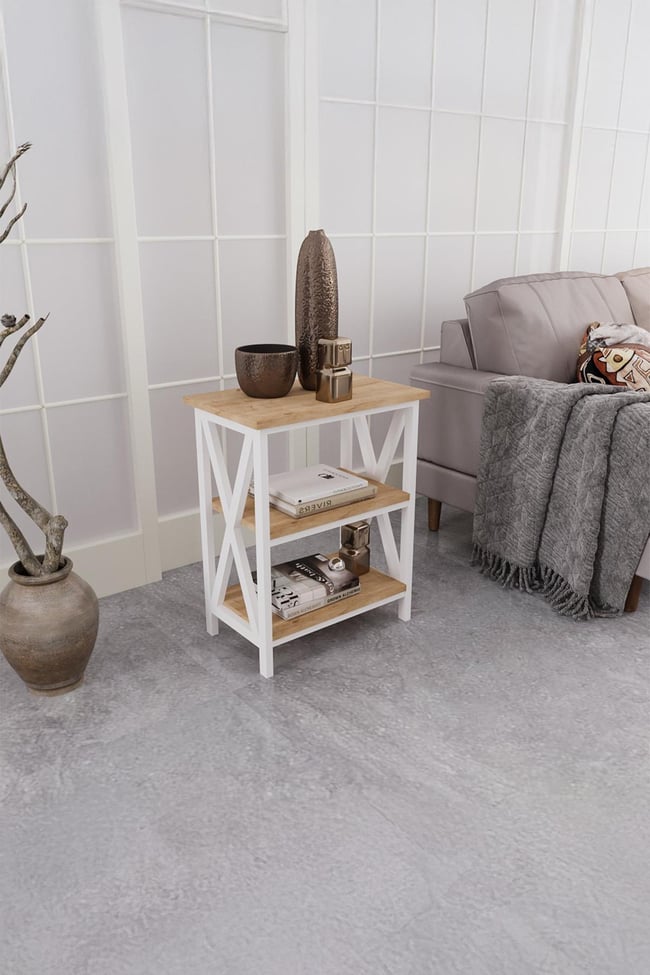Deconode Classy Yan Sehpa Beyaz-Çam DN1048BÇ