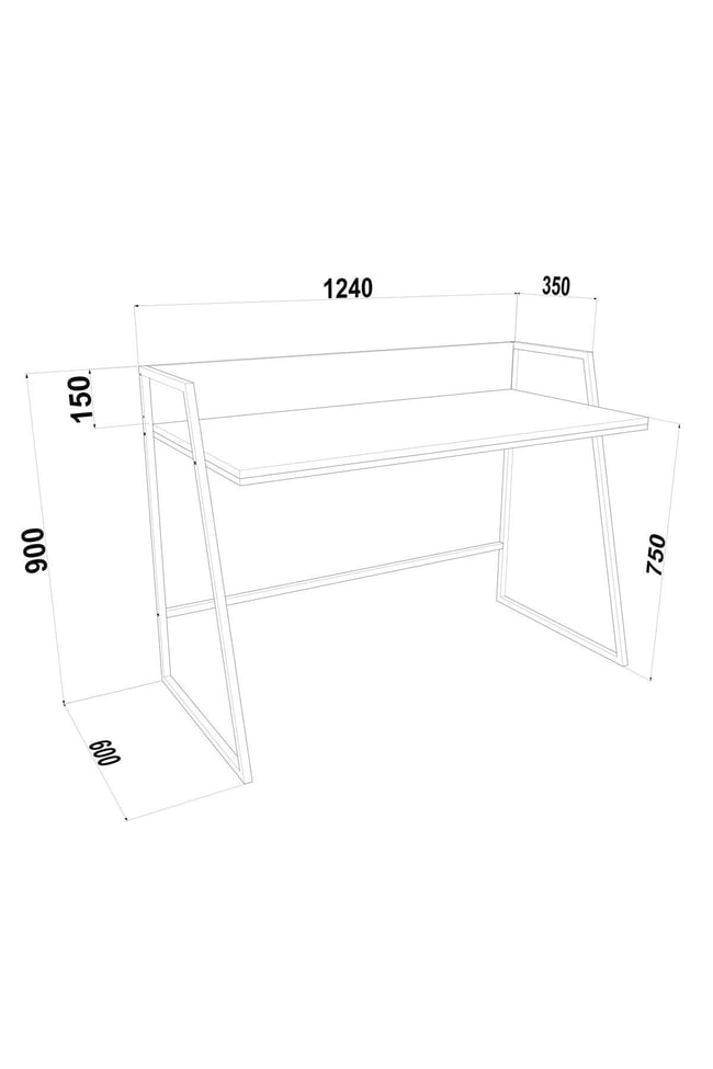Deconode Diago Raflı Çalışma Masası Beyaz-Beyaz DN1159BB