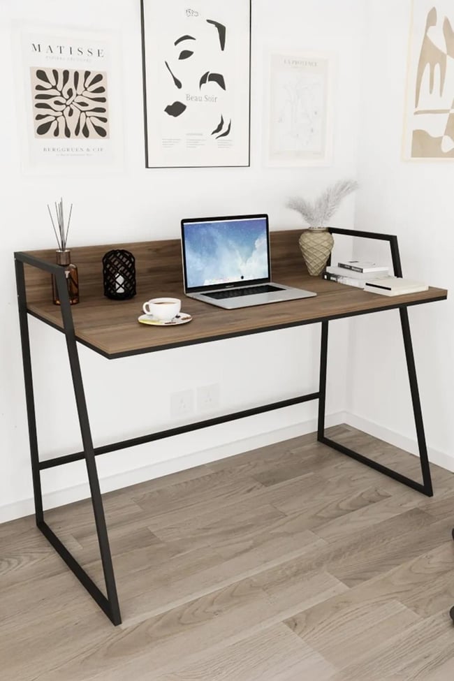 Deconode Diago Raflı Çalışma Masası Siyah-Kahverengi DN1159SK