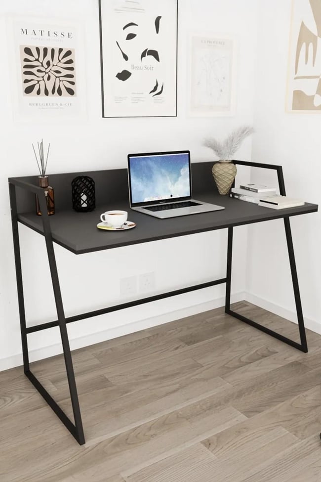 Deconode Diago Raflı Çalışma Masası Siyah-Antrasit DN1159SA