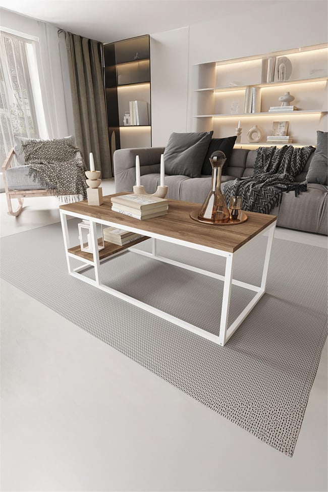 Deconode Octavio Orta Sehpa Beyaz-Kahverengi DN1111BK