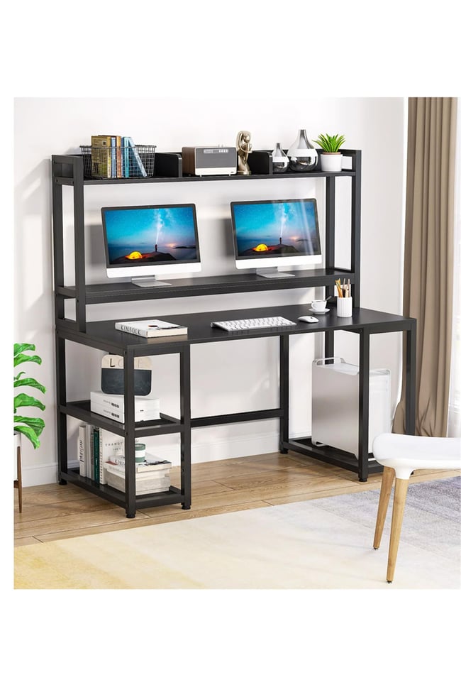 Deconode Regal Raflı Çalışma Masası Siyah Antrasit DN1114S