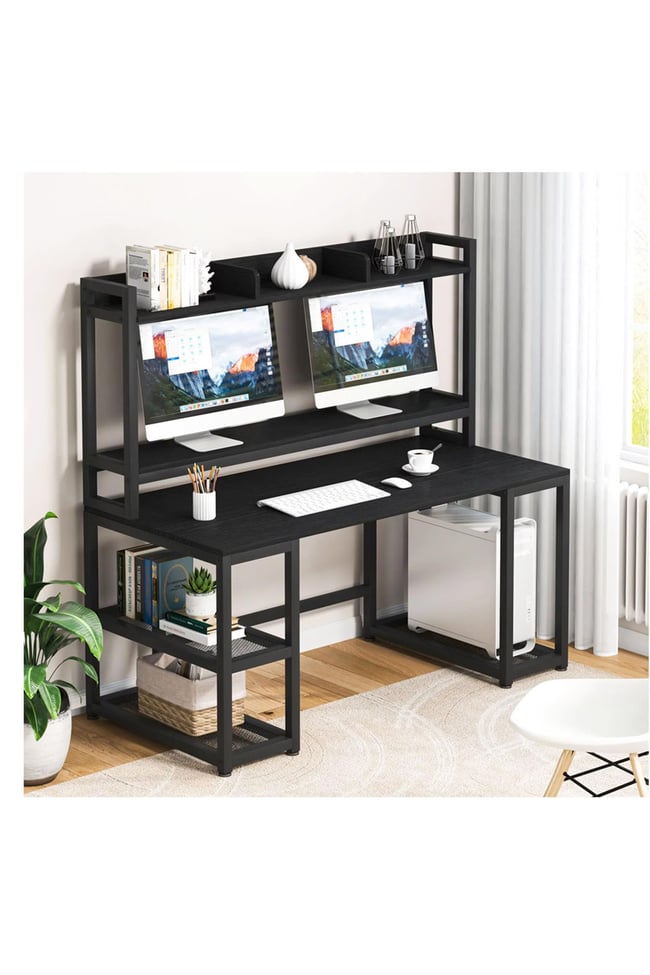 Deconode Regal Raflı Çalışma Masası Siyah Antrasit DN1114S