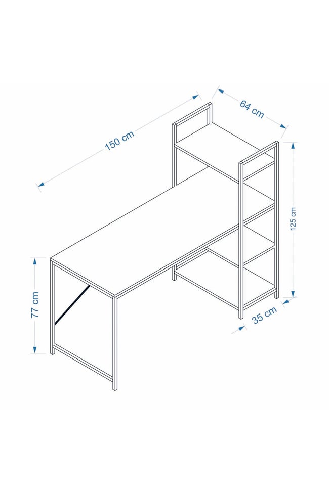 Deconode Smart Raflı Çalışma Masası Antrasit DN1104A