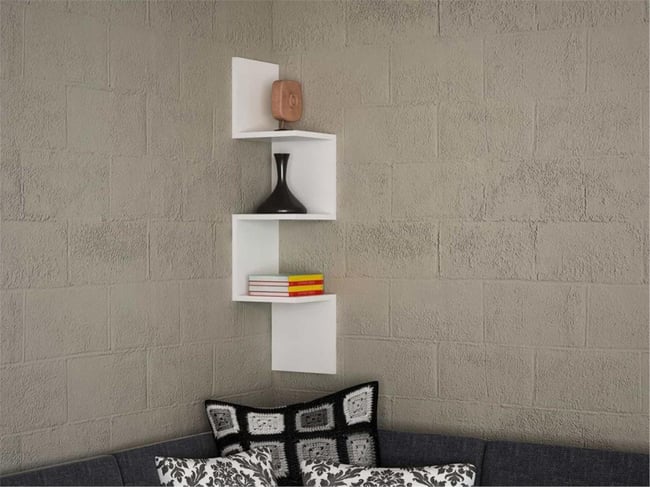 Dekorister Corner Duvar Rafı Beyaz