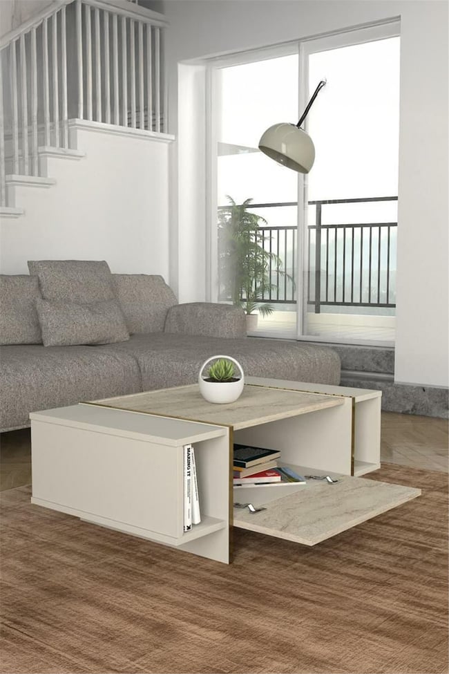 Dekorister Exclusive Veyron Orta Sehpa Kumtaşı-Traverten