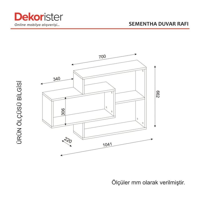 Dekorister Sementha Duvar Rafı BeyazCeviz