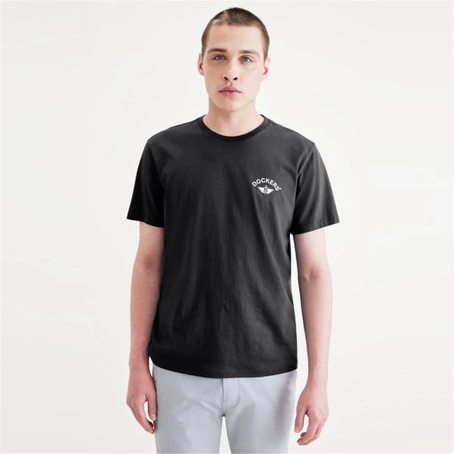 Dockers A110301680 001 Black Erkek Grafık Logo Slım T-Shırt