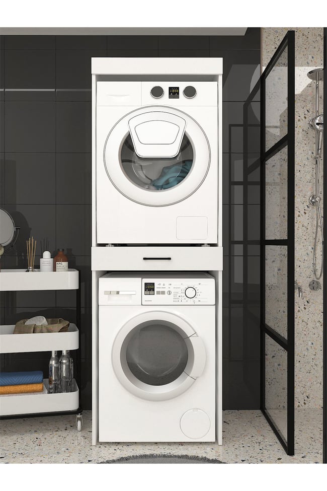 Dorpek Fika Çamaşır ve Kurutma Makinesi Dolabı – Beyaz - Çok Amaçlı Dolap - Banyo Dolabı