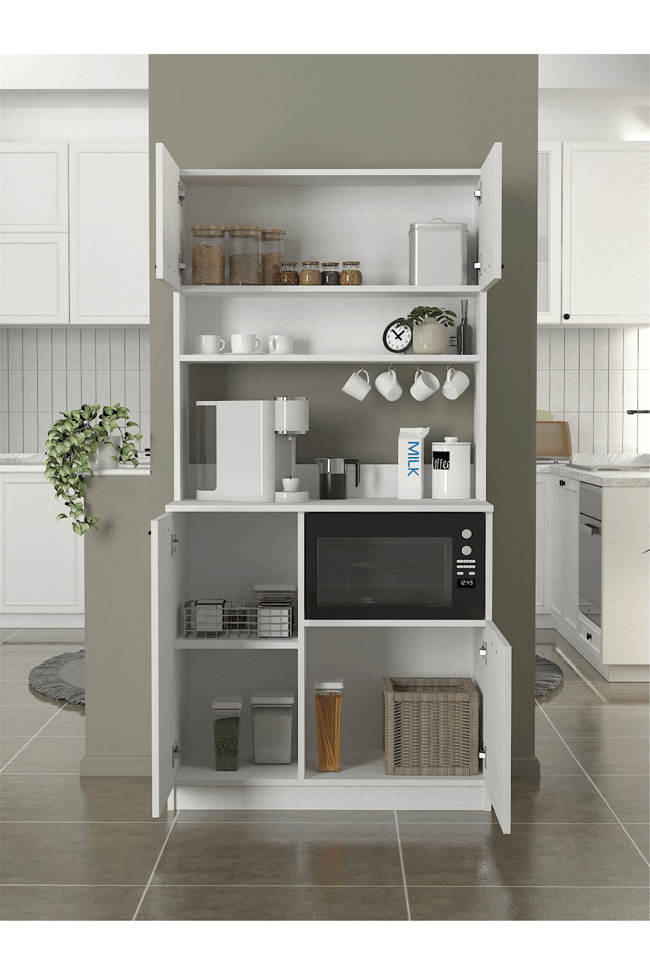 Dorpek Tuco 2 Çok Amaçlı Mutfak Dolabı & Mikrodalga Fırın Dolabı & Banyo Dolabı 180x90 Cm Beyaz
