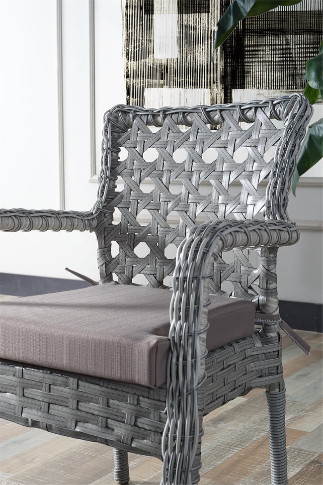 Evdemo Ayaz 2 Kişilik Rattan Bahçe Balkon Mutfak Masa Takımı Açık Gri
