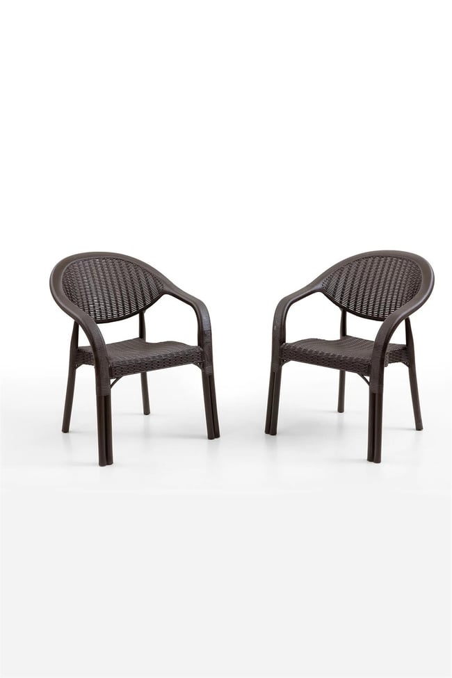 Evdemo Bamboo 2 Kişilik Rattan Masa Sandalye Takımı Kahve