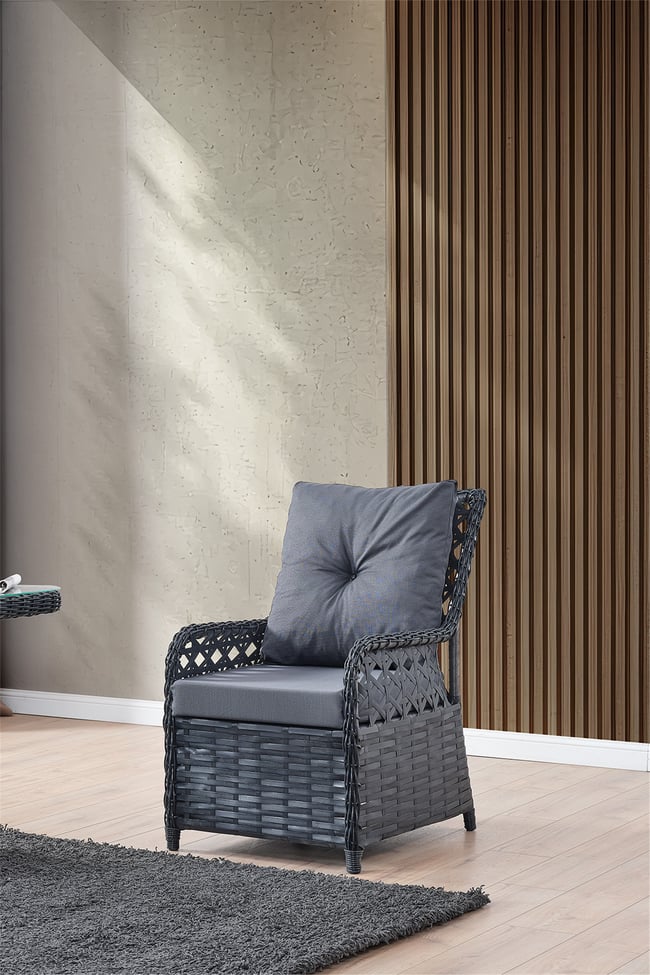 Evdemo Duru 4 Kişilik Rattan Bahçe Balkon Mutfak Masa Takımı Antrasit