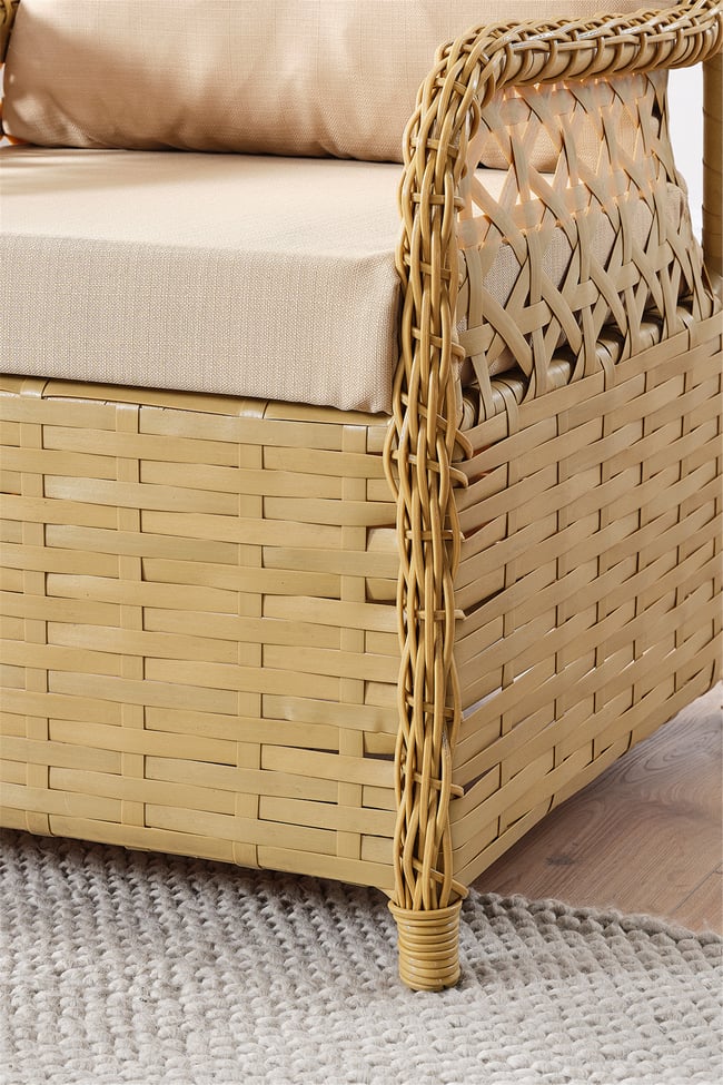 Evdemo Duru 4 Kişilik Rattan Bahçe Balkon Mutfak Masa Takımı Cappuccino