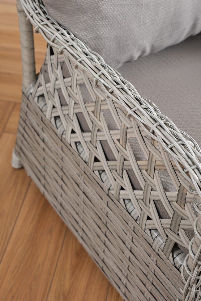 Evdemo Duru 4 Kişilik Rattan Bahçe Balkon Mutfak Masa Takımı Gri