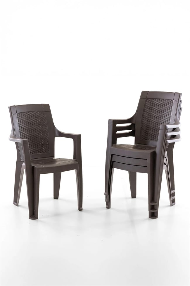 Evdemo Efes 6 Kişilik Rattan Masa Sandalye Takımı Kahve