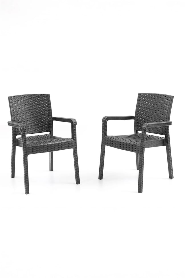 Evdemo King 2 Kişilik Rattan Masa Sandalye Takımı Siyah