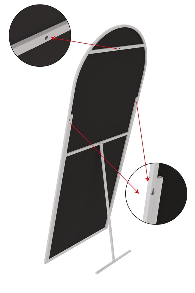 Evdemo Pamir Beyaz Metal Çerçeveli Ayaklı Oval Boy Aynası 180x50 Cm