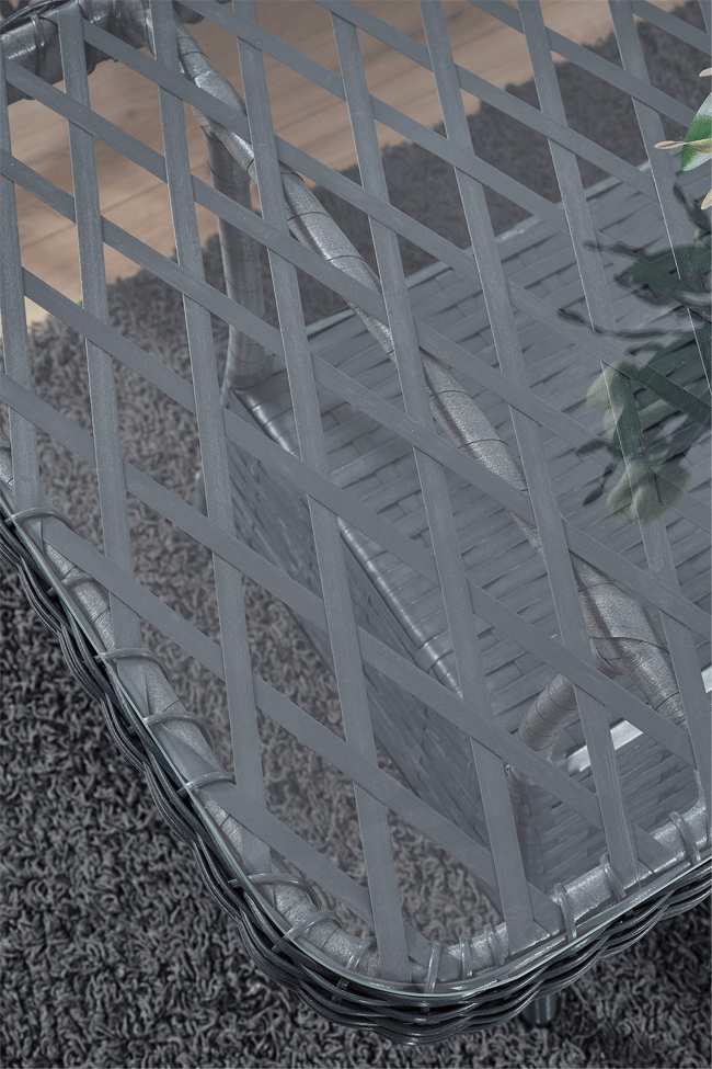 Evdemo Roma Rattan Bahçe Balkon Takımı 2+1+1 Cam Masalı Antrasit