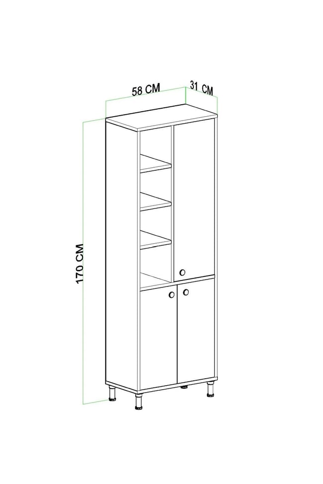Evdemo Selen Çok Amaçlı Mutfak Banyo Dolabı Beyaz