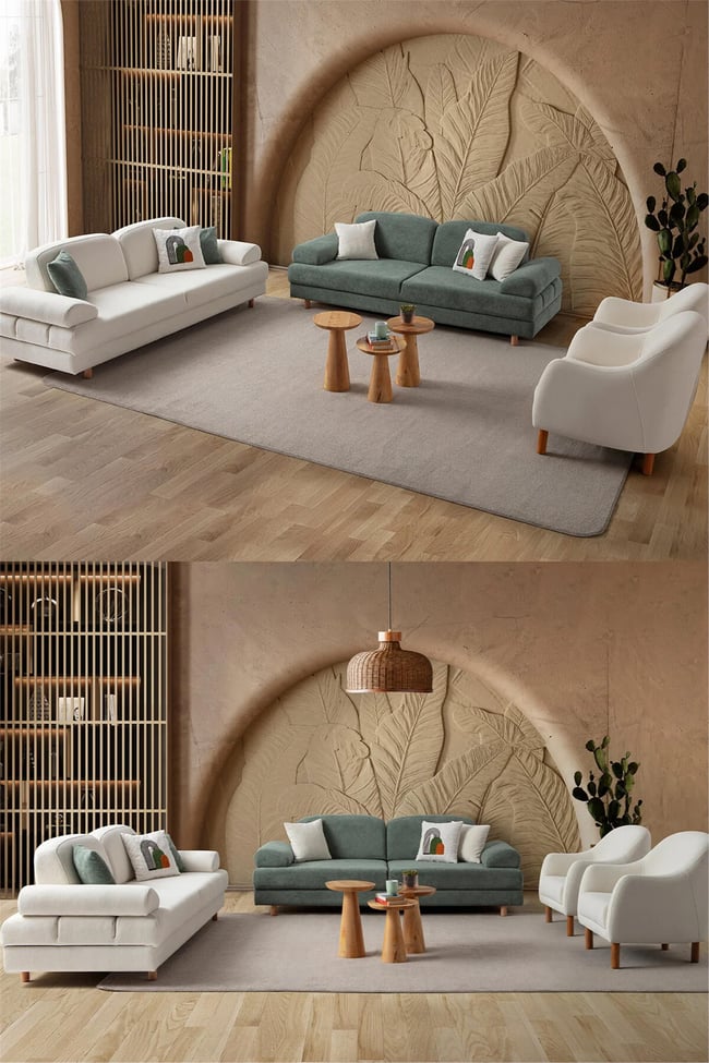 Eymense Aries Yataklı Sandıklı Koltuk Takımı 3+3+1+1 Yeşil
