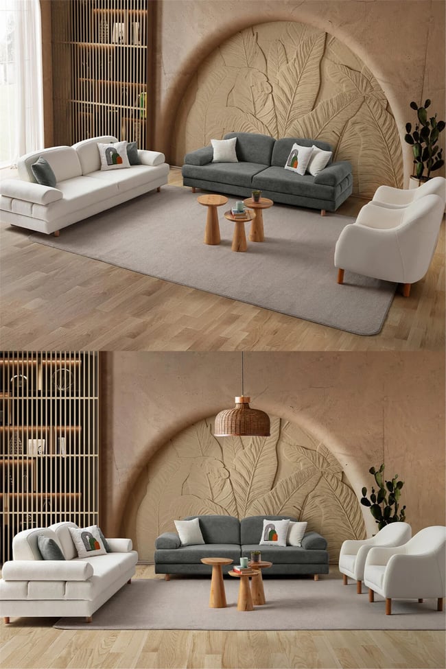 Eymense Aries Yataklı Sandıklı Koltuk Takımı 3+3+1+1 Antrasit