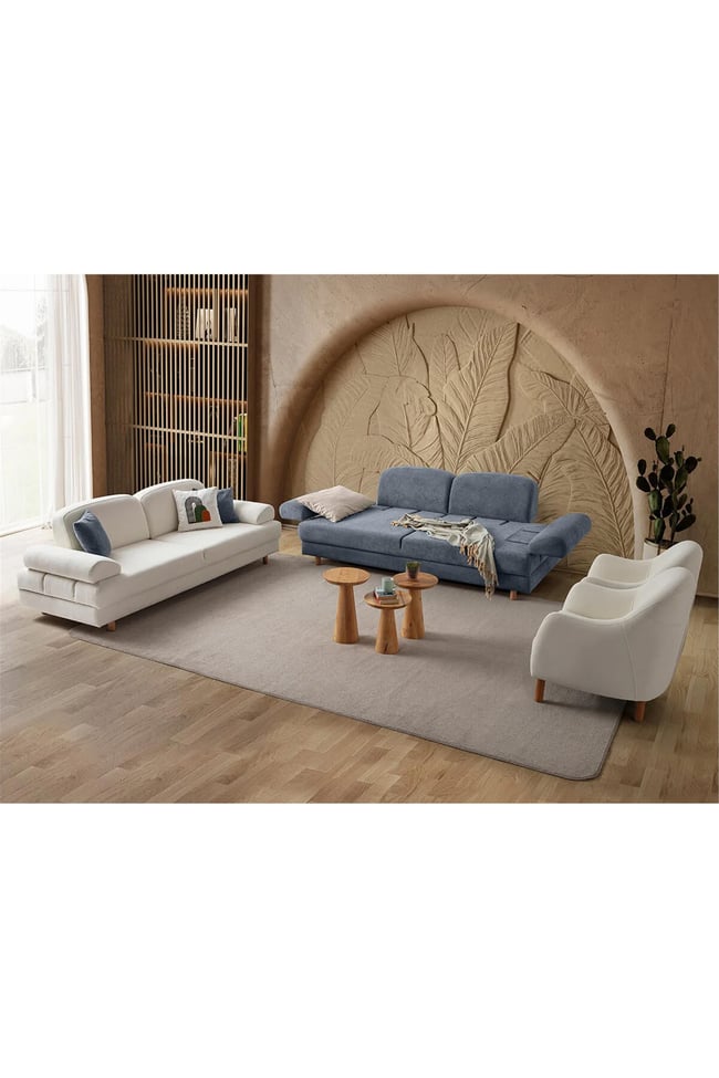 Eymense Aries Yataklı Sandıklı Koltuk Takımı 3+3+1+1 Mavi