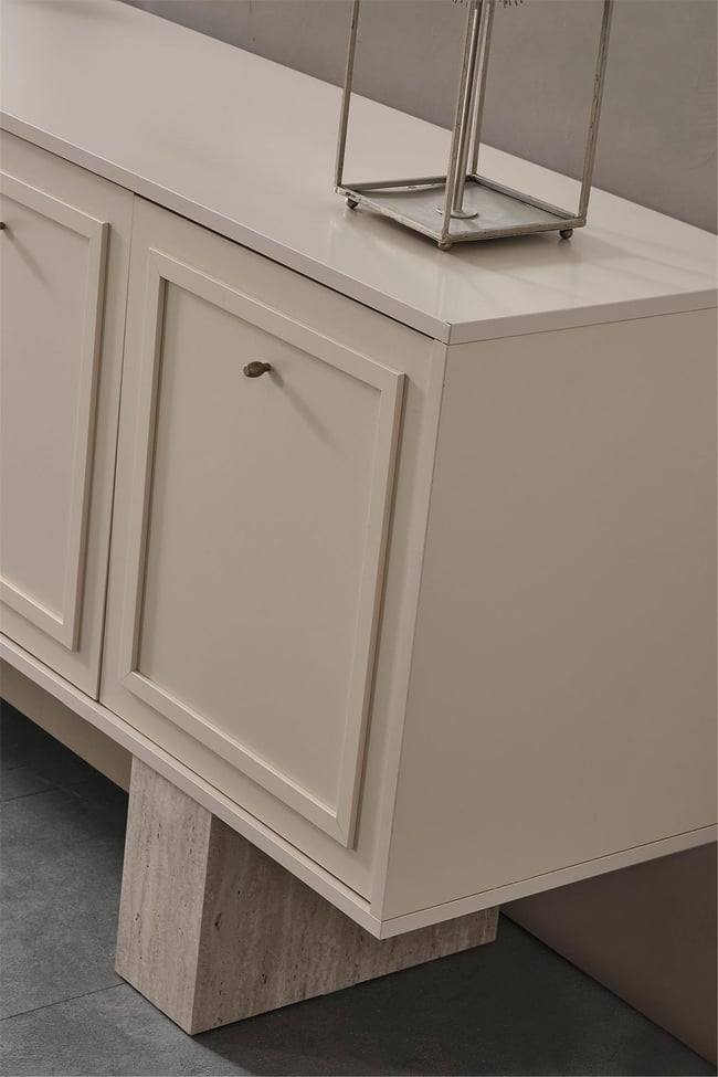 Eymense Hitit Aynalı Yemek Odası Konsolu Krem