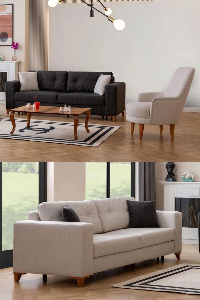 Eymense Kumsal Çekyatlı Sandıklı Koltuk Takımı 3+3+1